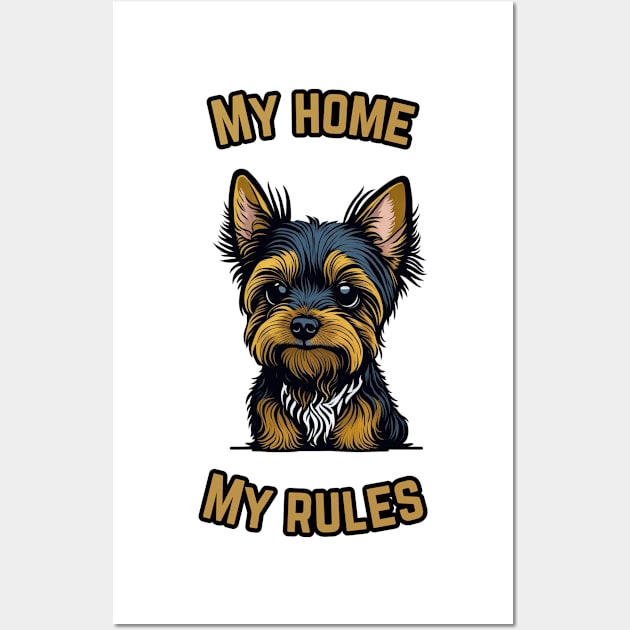 Cute Yorkshire Terrier with a funny slogan about boundless power Wall Art by kazavr